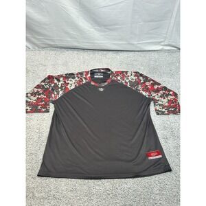 Louisville Slugger Performance Shirt Red Camo Raglan‎ Sleeve Gray Body Medium